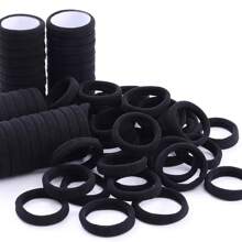 100pcs/Set Black Hair Ties, High Elasticity Minimalist Style, Suitable For Women's Daily Ponytails, Hairstyles, Sewing, Embroidery, Handicrafts, Yarn Back To School