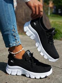 Zapatillas deportivas casuales de unicolor, zapatillas de correr versátiles para exteriores para adolescentes, ligeras para primavera/otoño
