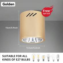 Faretti a incasso ad alta luminosità di grandi dimensioni, forma quadrata/rotonda, attacco lampadina E27 sostituibile, alloggiamento in metallo, tensione AC 85-265V, adatto per uso domestico, living, negozi, supermercati, centri commerciali, ristoranti, caffè, bar, gallerie, lobby, scale, camera da letto, cucina, soffitto, parete