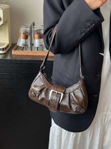 1 Bolso cruzado de mujer con correa ajustable y tachuelas, de gran capacidad, suave degradado, adecuado para trabajo, citas y fiestas. Apto para compras, cartera, compras, mujeres jóvenes, estudiantes universitarios, recién llegados y trabajadores de cuello blanco. Muy adecuado para oficina, universidad, trabajo, negocios, viajes al trabajo, actividades al aire libre, viajes y salidas.