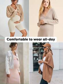 大码无缝高腰孕妇塑形短裤，防止大腿摩擦，支撑腹部，适合运动和骑行