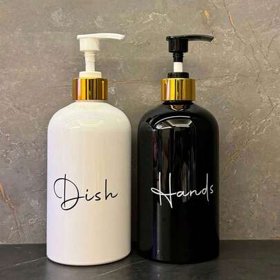 2个17盎司可重复灌装液体皂液器按压瓶，适用于浴室、厨房水槽、农舍风格厨房洗手液瓶，分配器套装，返校必备