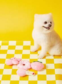 PETSIN 4 Peças Conjunto de Brinquedos de Pelúcia Fofos e Com Som para Cães e Gatos Pequenos - Designs de Pirulito, Estrela, Rosquinha e Morango - Brinquedos Interativos e Companheiros para Dormir, Brinquedos para Cães, Brinquedo de Roer para Cães, Suprimentos Interativos