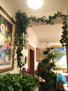 1pc DIY Creative Evergreen Ivy Green Leaves Vines, Home Window Display Wall Hanging Decor Artificial Green Vines, Wedding Arch Backdrop Decor, Outdoor Garden Fence Pipe Decor, Wedding Party Holiday Celebration Artificial Plant Green Vines Decor - Multicolor - View 11