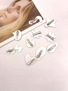 10 件可爱表情亚克力汗水、愤怒和燃烧的情绪表达发夹侧刘海发饰发夹爪夹发夹发夹发夹，头发夹，学校用品 - 彩色 - 查看 3