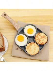 Frigideira Multifuncional Antiaderente 4 em 1 Ovos Hambúrguer Omelete Com Alça De Madeira