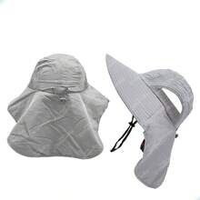 GRUPO CARNAVALLIA Sombrero Cazador Capa Solapa Ala Ancha Protección Solar - Gris Claro - Ver 11