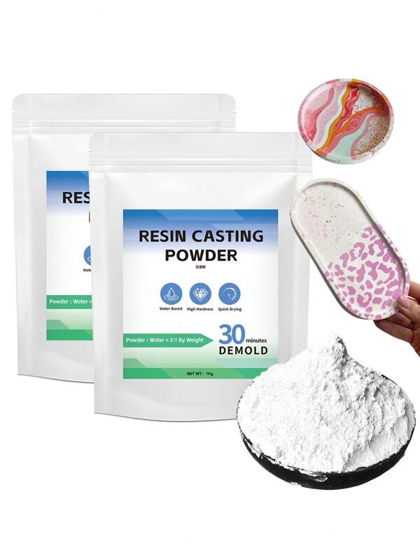 1 Pc, 500g/1000g/2000g Resin Casting Gypsum Powder, Fast Curing Waterproof Stone Resin, Craft Mold Casting Kit Powder, Gypsum Cement, Ceramic And Porcelain Gypsum Powder, For Tray, Coaster, Vase, Flowerpot, Candle Holder, Handicrafts, Sculpture And Home Decoration, DIY Casting Mold Supplies