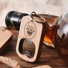 1pc Personalized Engraved Wooden Bottle Opener - Groomsmen Gifts, Wedding Favors, Boyfriend Birthday Gift, Custom Keychain,Custom Engraved Wood Bottle Opener Keychain, Boyfriend Birthday Present For Him