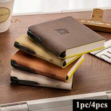 1 件/4 件，便携式小型口袋笔记本 - 带笔的柔软仿皮记事本，224 页，绘图本，厚空白记号笔手册，日程本，旅行日记，办公室和学校，奖品，完美的礼物，返校