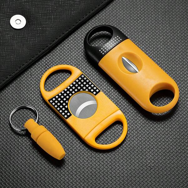 Sharp And Portable Stainless Steel Cigar Cutter V-Shaped Cigar Drill Entry-Level Cigar Cutter Tool Set Cigar Cutter Three Pieces Set