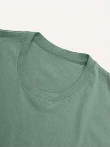 تي شيرت نسائي كاجوال بتصميم الماتشا بياقة طاقم وأكمام قصيرة، صيفي