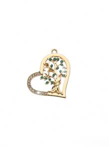 1pc Fashionable & Elegant Hollow Heart & Tree Of Life Shape Jewelry Pendant Accessory, Inlaid With Crystal, Suitable For Women DIY Jewelry Making