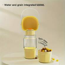 1 pièce, Bouteille d'eau portable pour animaux de compagnie, bol d'alimentation et de boisson bifonction pour chiens et chats en voyage, en plastique résistant à la chaleur, bouteille d'eau de sport, tasse compagnon pour animaux de compagnie, double usage pour la distribution d'eau et de nourriture, bol d'eau pour chien, bol à boire pour chat, convient aux chiens, chats, fournitures de voyage pour animaux de compagnie en plein air