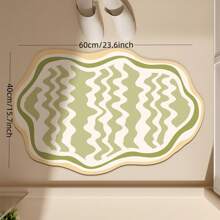 1pc Minimalist Asymmetrical Stripe Bath Mat, Super Absorbent Anti-Slip Durable For Shower, Living Room, Kitchen, Bathroom Back To School