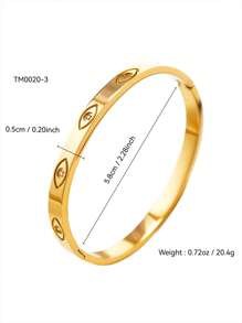 1pc/3pcs Fashion French Luxury Stainless Steel Devil's Eye, Clover, Pentagram Zirconia Bracelet, 18K Gold Plated, Simple & Elegant, Not Discolored Buckle Bangle, Suitable For Women Daily & Date Wearing