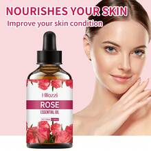 Hllozzi 30ml/60ml/100ml Rose Facial Essential Oil Fragrance Long-Lasting Hydrating Moisturizing Nourishing Smooth Skin Fragrance Skin Care Oil Pure Plant Extract Aromatherapy Essential Oil, Office, Yoga, Sweet Dreams, Relaxation, Perfect Wife Gift - Rose - View 3
