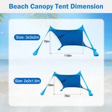 Beach Tent Canopy Sun Shade, UPF50+ Portable Beach Shade Tent, Beach Shade Canopy With Sandbag