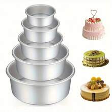 1pc / 4pcs, Aluminum Cake Mold, Mousse Cake Baking Tray, Perfect For Weddings, Mother's Day And Birthday Parties, Baking Essentials | Round Cake Mold | Non-Stick Surface - Multicolor - View 2