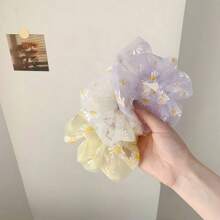4/8 Stück einfache Haargummis, elastische Scrunchies mit Gänseblümchen Muster, Mesh Haarseil Zopfhalter, Damen Haarzubehör, weiche und süße elastische Haargummis als modisches Haarzubehör und Valentinstags-Geschenk, Zopfhalter, Haargummis, Haargummiringe
