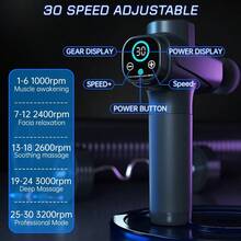 Deep Tissue Massage Gun Fascia Gun For Body Pain Relief 10 Replacement Heads Impact Back Massager Gun With 30 Speeds And LED Screen Black - Black - View 5