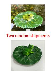 树脂青蛙雕像漂浮在荷叶上 - 独特的绿色青蛙，黑眼睛，白肚子，非常适合花园池塘、泳池装饰和季节性庆典装饰 | 动物雕塑 | 逼真的青蛙雕像，青蛙花园装饰