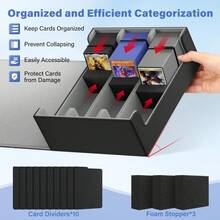 Trading Card Storage Box For 1800+, Leather Storage Box With Strong Closure, Card Box With 10 Dividers And 3 Foam Stoppers, Commander Deck Box Fit MTG And Sport Cards