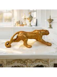 5pcs Assorted Color Resin Leopard Sculpture, Home Decor Animal Figurines, Ideal For Living Room, Desk, Cabinet, Holiday Gifts And Tabletop Decoration