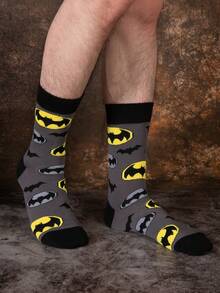 DC Comics 2 Pairs Hero And Bat Logo Pattern Colorblock Crew Socks,Reinforced Toe And Heel, Suitable For All Seasons, Unisex,Men,Women, Graphics Socks, Fall - Multicolor - View 3