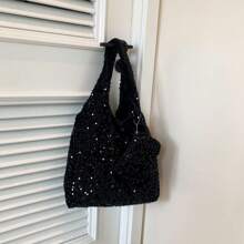 Tote Bag For Women Blingbling Sequin Shoulder Bag Hobo Bag Luxury Designer Handbag Slouchy Underarm Bag For Work Travel Shopping