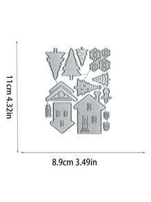 1 Pack House Tree Snowflake Style Thin Cutting Mold Handmade DIY Cutting Mold Scrapbook Background Decoration Embossing Template Photo Album Holiday Greeting Card Making