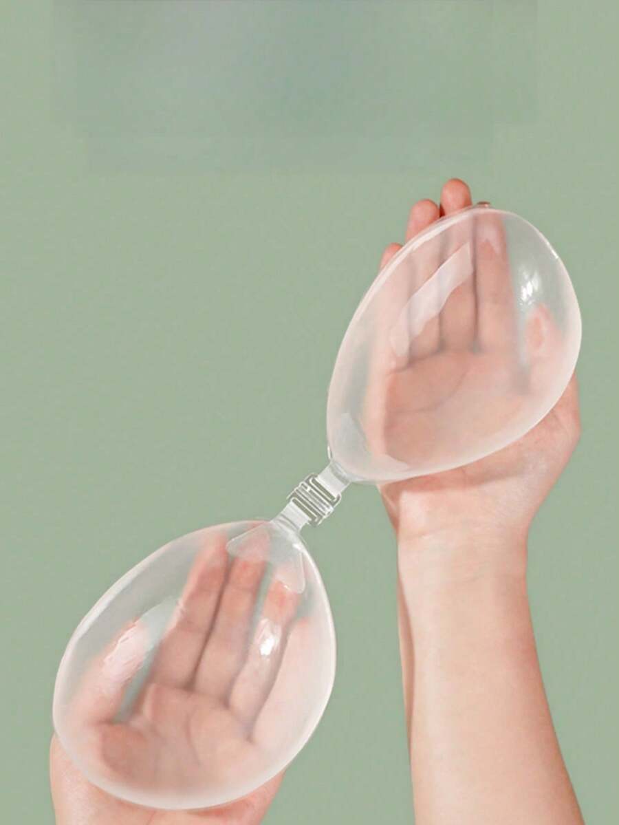 Strapless Invisible Bra Pads |   Strong Adhesive Cleavage Enhancing Invisible Bra Pads |   Reusable Silicone Backless Bra Pads, Suitable For Swimwear, Bikini, Running And Daily Wear - Clear - View 1