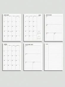 NEW 1pc Jan.2025 - Dec.2025 Monthly Planner,  + 5 Name Stickers Simple Loose Leaf Plan Book, PINK Daily & Weekly And Monthly Planner, Perfect For Meeting Agenda Records, Work Plan Reports, Study Plan Records, Daily Diary, Suitable For Office And Study,School Supplies,Back To School