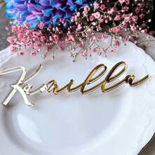 Gold Mirror Place Cards - Luxury Wedding Place Cards, Gold Mirror Labels, Laser Cut Name, Acrylic Wedding Cards, Customized Wedding Table Decor - Multicolor - View 2