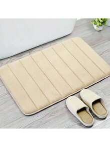 1pc Solid Color Simple Soft Memory Foam Sponge Absorbent & Non-Slip Bathroom Mat, Toilet Mat