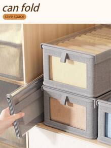 1 pieza Caja de almacenamiento de ropa con tapa, organizador de cajón de armario para ropa y pantalones, caja de visibilidad transparente con capas