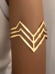 1 Stück ägyptischer Stil mehrschichtiges V-förmiges Goldlegierungs-Armband, übertriebener offener Oberarm Armreif im Boho-Modedesign
