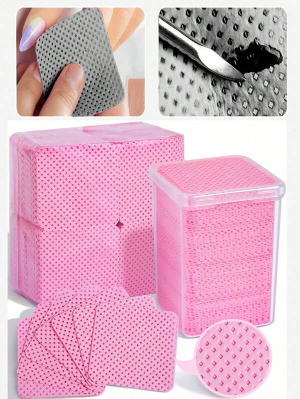 100/200/300/500/540/600/1000Pcs Lint Free Nail Wipes, Nail Wipes For Gel Nails Lint Free, Lint Free Wipes For Nails, Cleaning Pads For Nails, Glue Wipes Lash Extensions, Nail Lint Free Wipes, Nail Prep Pads