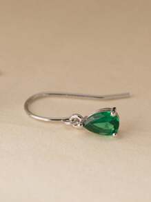 BALMORA 1 paire de boucles d'oreilles goutte d'eau en zircone verte en argent sterling S925 pour femmes, accessoires mode et élégants pour un port quotidien, le meilleur cadeau d'anniversaire pour les amis