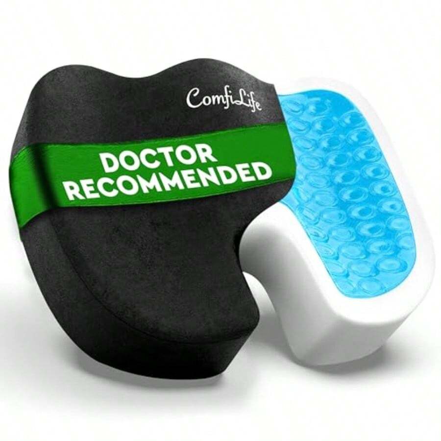 Pium Gel  Doctor Rmmended Office Chair Cushion Car Seat Cushion Chair Cushions For Back Sciatica Pain Relief Seat Cushions For Office Desk Black - 黑色 - 查看 1