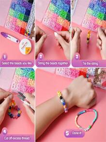 24 Farben Polymer Ton Perlen Boho Stil Freundschaftsarmband mit Anhängern, DIY Frauen Handwerks Geschenk Armband & Schmuckherstellung