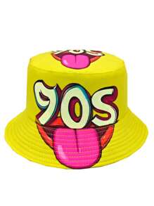 Cappello a secchio vintage con stampa graffiti anni '80-'90, cappello unisex da streetwear, hip hop, musica, adatto per feste