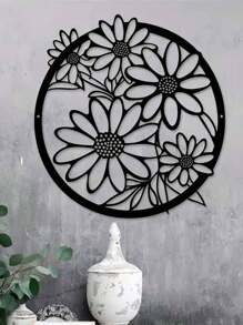 1 Stück Eisen Chrysantheme Wandskulptur - Eisen Blumen Wandkunst Dekoration, Innen Außen Garten Hof Wandkunst, Wohnzimmer Balkon Zaun Akzent