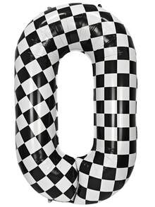 1 Peça Balão Número de Aniversário, Balão de Folha de Alumínio de Carro de Corrida Quadriculado de 40 Polegadas, Balão Grande de Número Preto e Branco Auto-Inflável de Hélio, Adequado para Itens de Decoração de Festa de Aniversário com Bandeira de Corrida