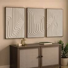 2D Flat, 3 sztuki 2D/Flat Print, Oprawione plakaty, Gotowe do powieszenia, Minimalistyczna abstrakcyjna sztuka luksusowa, Sztuka liniowa, Wystrój domu, Sztuka ścienna, Dekoracja pokoju, Prezent świąteczny, Salon, Sypialnia, Jadalnia, Wiszący obraz do dekoracji biura, 2D Flat, Opcjonalna rama