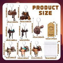 8 套 - 24 个西部牛仔主题派对套装，西部马鞍钥匙扣，8 个西部汽车内饰钥匙扣，个性化马术爱好者礼物，8 张感谢卡，以及 8 个西部主题派对礼品袋，可作为送给朋友的礼物。汽车配件、包包挂饰、背包、学校圣诞礼物创意、带证件夹的挂绳、汽车配件、包包挂饰、汽车配件、老师、姐妹的礼物 - 多色 - 查看 4
