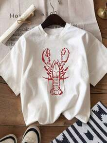 YOKASA Camiseta de mujer con estampado de letras de dibujos animados - Blanco-ZM244 - Ver 2