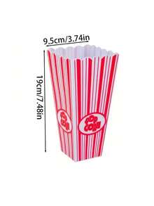2pcs/4pcs/8pcs Reusable Plastic Popcorn Container Red And White Striped Classic Retro Style Popcorn Bucket, Suitable For Movies And Parties,Party Supplies. - Multicolor - View 6