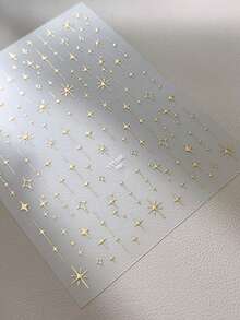 1pc Four-Point Star Nail Stickers Foil Silver DIY Adhesive Nail Art Decoration Waterproof Single Pack Minimalist Sweet French Style Sexy Star Design Nail Decals Nails Nail Supplies - Gold - View 9