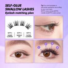 [33Pcs]GENIELASH Swallow Glue Free False Eyelash | Self-Adhesive Eyelash | No Glue Eyelash Lash